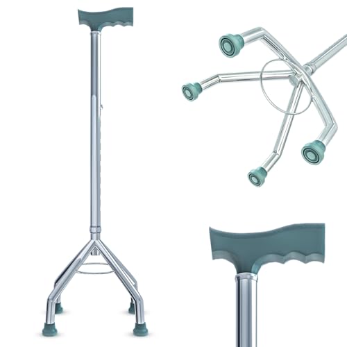 Antara AGEasy Four Leg Walking Stick for Old Age | Lightweight Walking Support with Adjustable Height | 4 Leg Walking Cane for Men/Women, Patients, Old People (Four Leg Walking Stick)